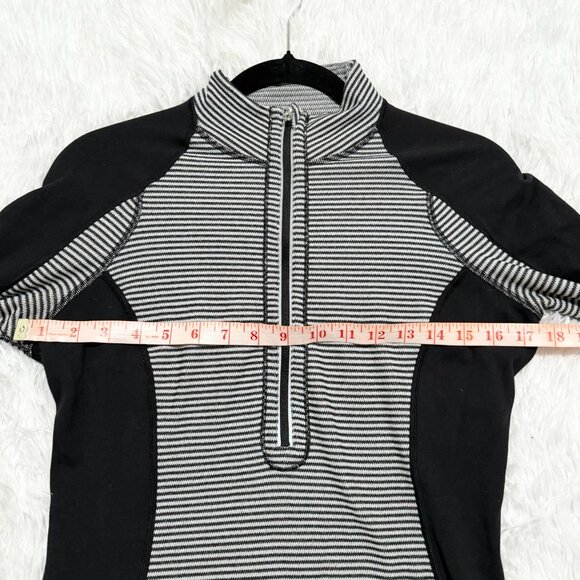 Women Lululemon Run: U-Turn Pullover Mini Check Pique Black White Slim Fit - Picture 6 of 7